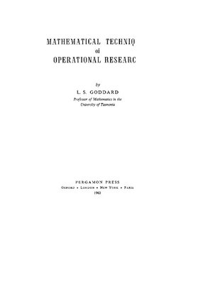 cover image of Mathematical Techniques of Operational Research